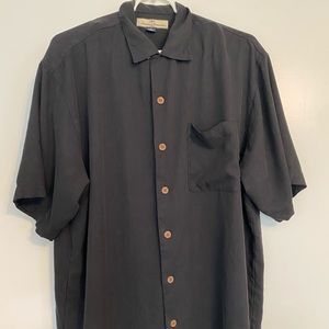 Tommy Bahama Black Short Sleeve 100% Silk Shirt